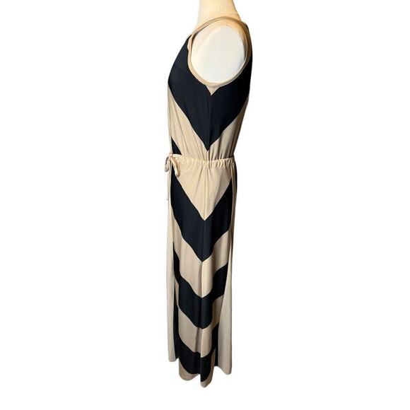 Coldwater Creek Sleeveless Maxi Dress Black Tan Size 4 Fully Lined - Picture 3 of 8